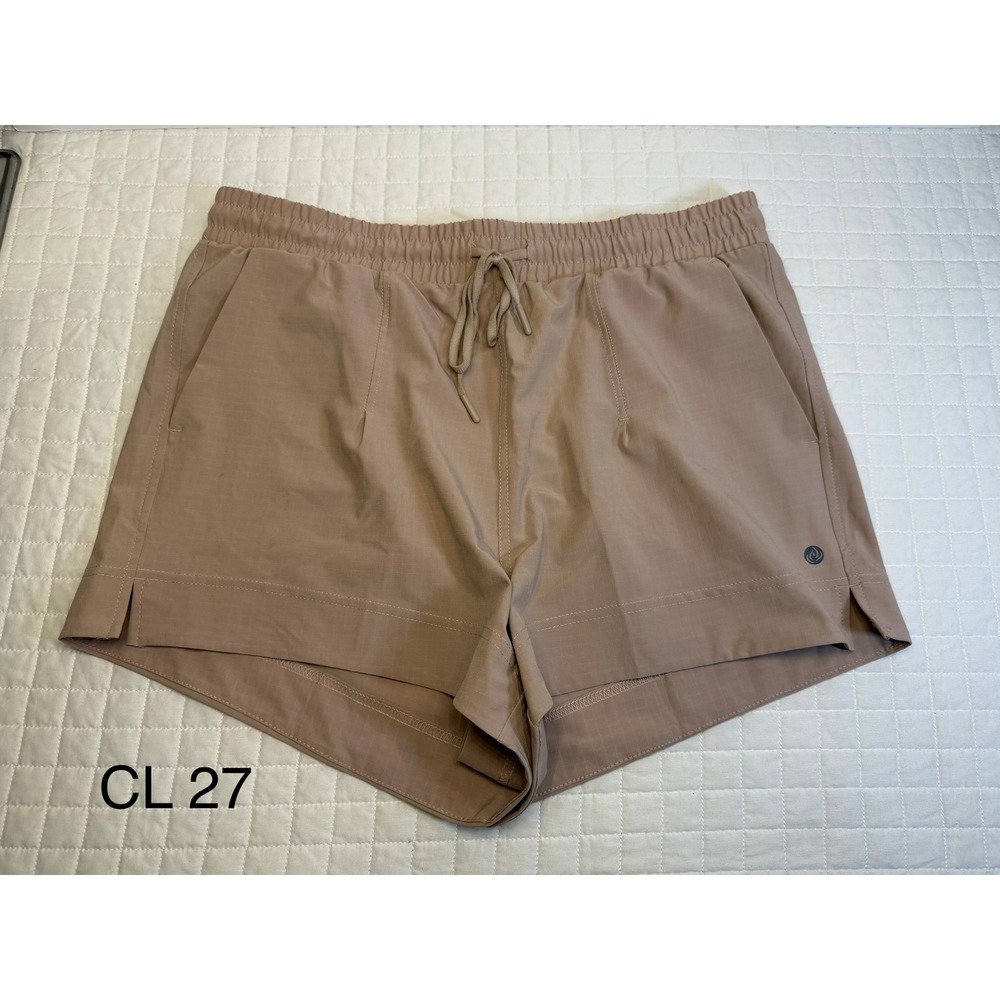 Apana Womens Tan Ripstop Athletic Shorts Elastic Waist Drawstring Size Medium